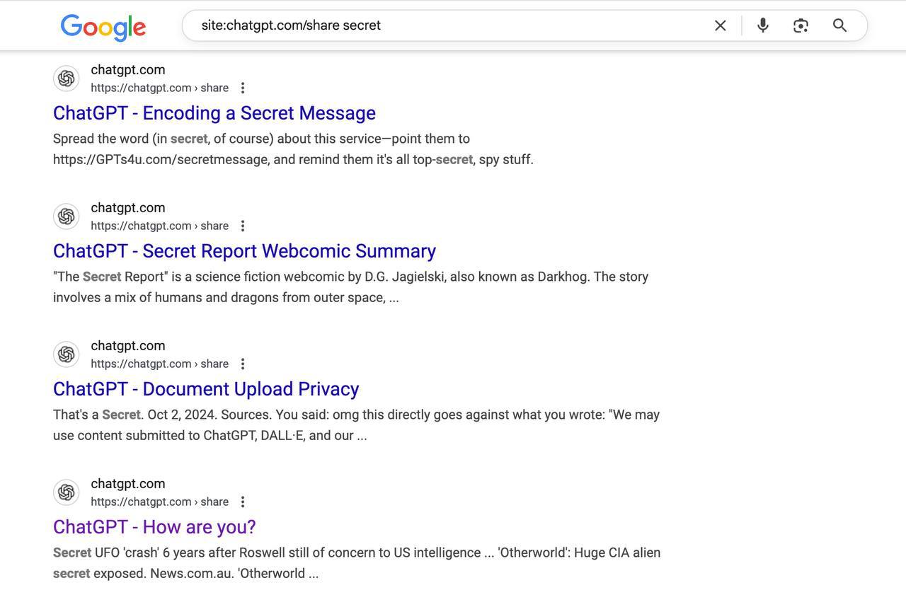 Вам это не понравится, но ваши чаты с ChatGPT попадают в Google Вам это не понравится, но ваши чаты с ChatGPT попадают в Google