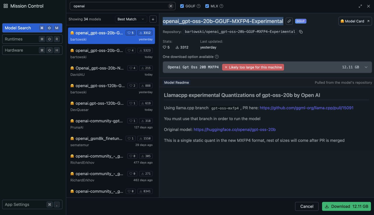 Запускаем новые модели OpenAI у себя на ПК бесплатно — маленькая GPT OSS 20B потянет на большинстве мощных сборок Запускаем новые модели OpenAI у себя на ПК бесплатно — маленькая GPT OSS 20B потянет на большинстве мощных сборок