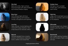 Крутая шпаргалка от Google — на капибарах объясняют, как напромтить правильно освещение для генератора картинок/видео