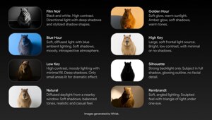 Крутая шпаргалка от Google — на капибарах объясняют, как напромтить правильно освещение для генератора картинок/видео